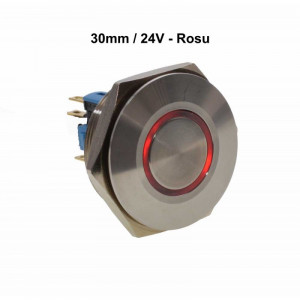 Push buton metalic 30mm / 24V cu led rosu, albastru sau verde - Img 5