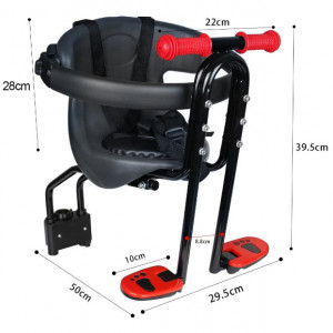 Scaun copil bicicleta cu ghidon si suport picioare, greutate maxima 20 kg, 1- 4 ani, negru - Img 3