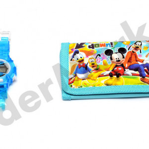 Set ceas de mana electronic si portofel Mickey Mouse
