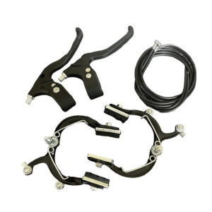 Set potcoava complet sistem franare, fata-spate ,include- cabluri de frana cu camasi ,manete din plastic , potcoave cu saboti pe filet