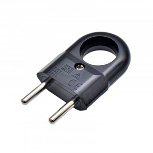 Stecher plat negru cu inel 10A