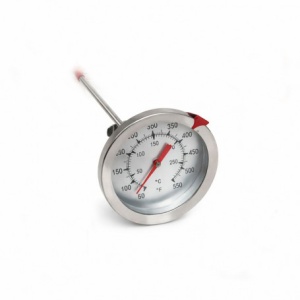 Termometru Metalic Analog cu Tija pentru Temperaturi Inalte pană la 300 grade Celsius cu Tija 120 mm – Cuptoare si HoReCa