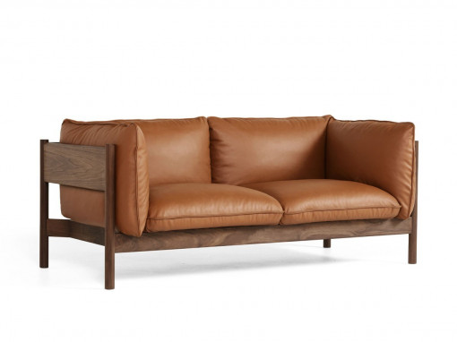 Arbour Two Seater Sofa - Leather - Walnut Frame [DEMO]