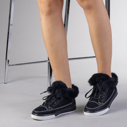 Papuci Dama Crazy Imblaniti Navy