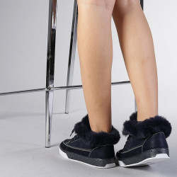 Papuci Dama Crazy Imblaniti Navy