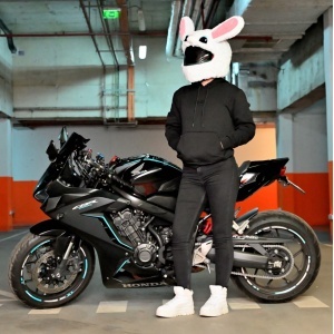 Husa casca moto - Iepure alb