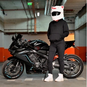 Husa casca moto - Pisica alba