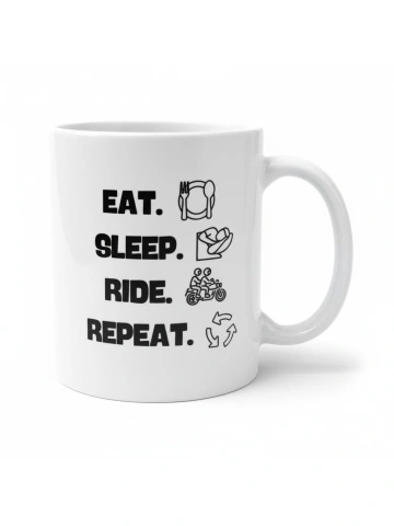 Cana personalizata - " EAT. SLEEP. RIDE. REPEAT. "