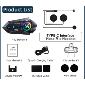 Intercom Bluetooth + radio pentru Casca Moto Y12