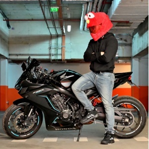 Husa casca moto - Cookie Monster rosu