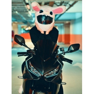 Husa casca moto - Iepure alb