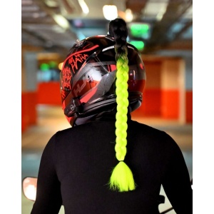 Coada impletita - Negru + Verde neon