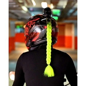 Coada impletita - Negru + Verde neon