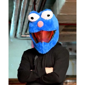 Husa casca moto - Cookie monster albastru