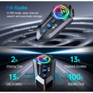 Intercom Bluetooth + radio pentru Casca Moto Y12
