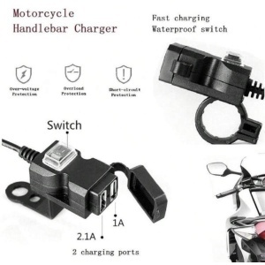 Încărcător USB pentru ghidon motocicletă / Priza usb dubla