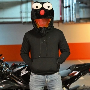 Husa casca moto - Cookie Monster - negru