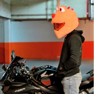 Husa casca moto Cookie Monster - portocaliu