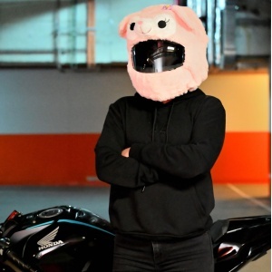 Husa casca moto - Pisica roz - Img 3