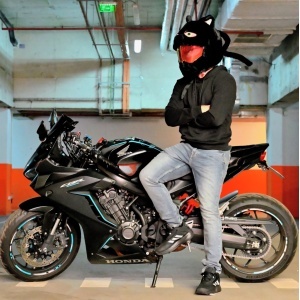 Husa casca moto - Pisica neagra
