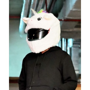Husa casca moto - Unicorn alb