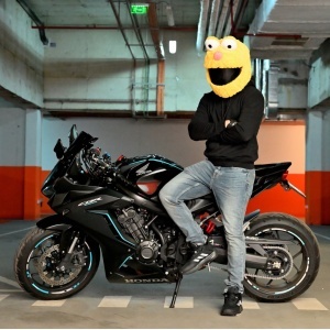 Husa casca moto Cookie Monster - galben