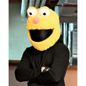Husa casca moto Cookie Monster - galben