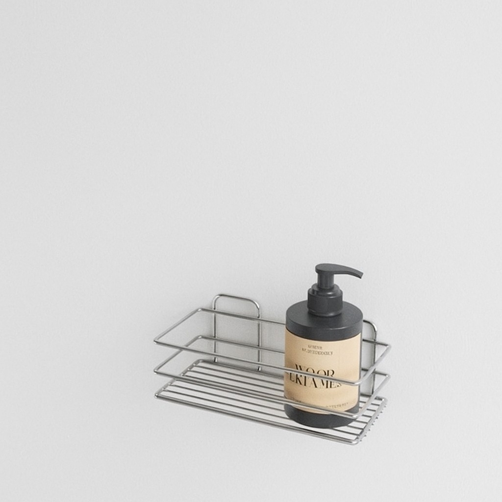 Etajeră baie fara gaurire, cu prindere prin lipire, finisaj cromat - imagine 4