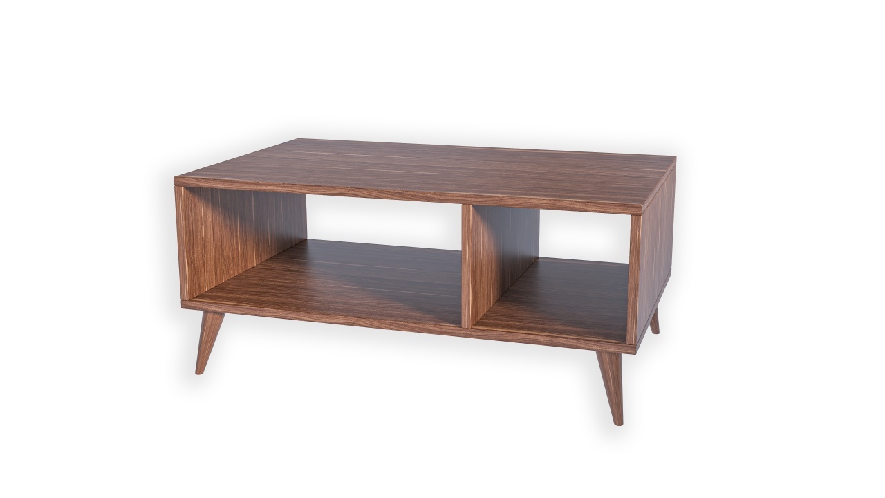 Măsuță de cafea, Nuc deschis – design modern cu spațiu de depozitare - imagine 2