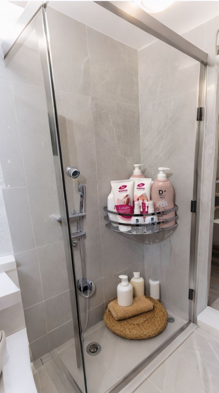 Etajeră colț baie fără găurire – prindere adezivă, finisaj cromat - imagine 6