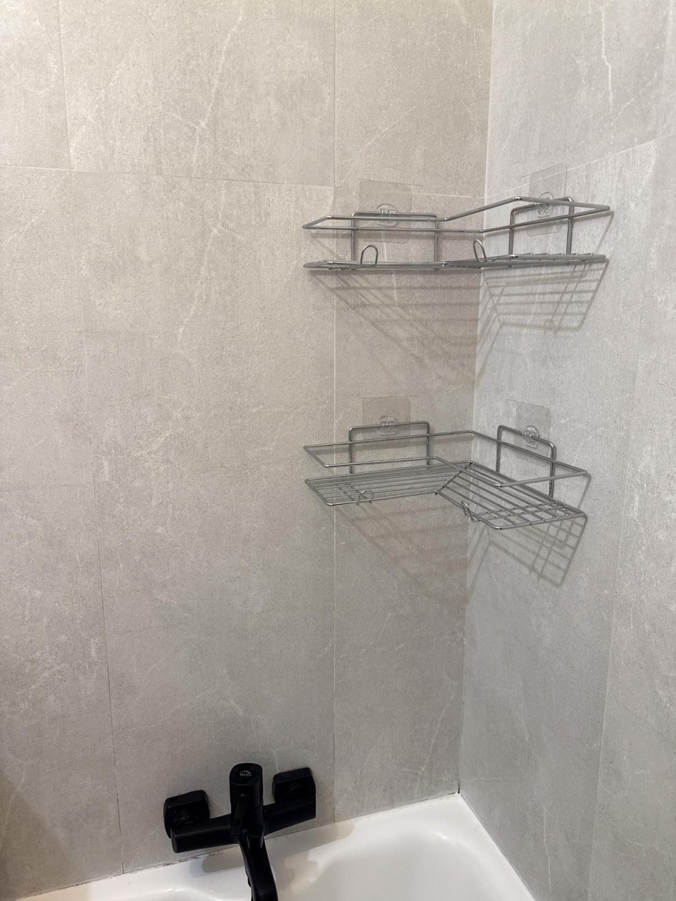 Set 2 etajere baie fără găurire – prindere prin lipire, finisaj cromat - imagine 3