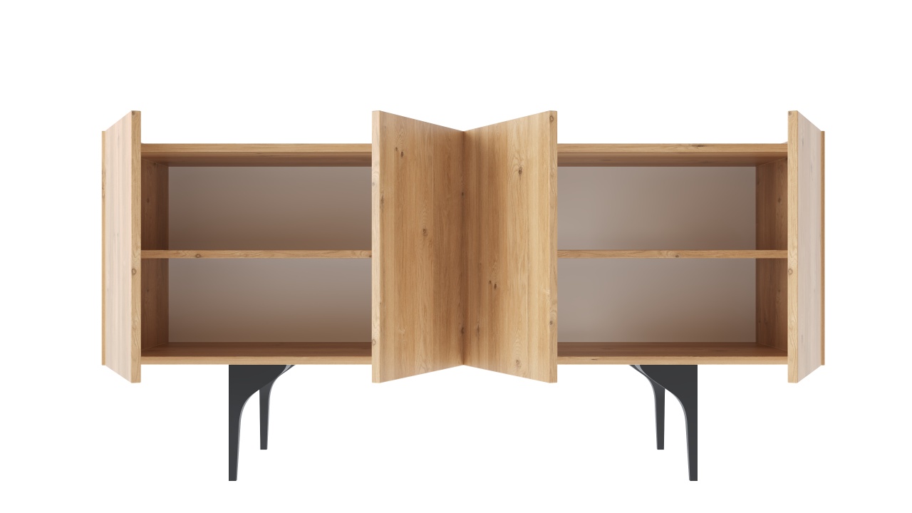 Comodă TV, stejar alb, cu picioare metalice negre – design modern și spații de depozitare - imagine 3