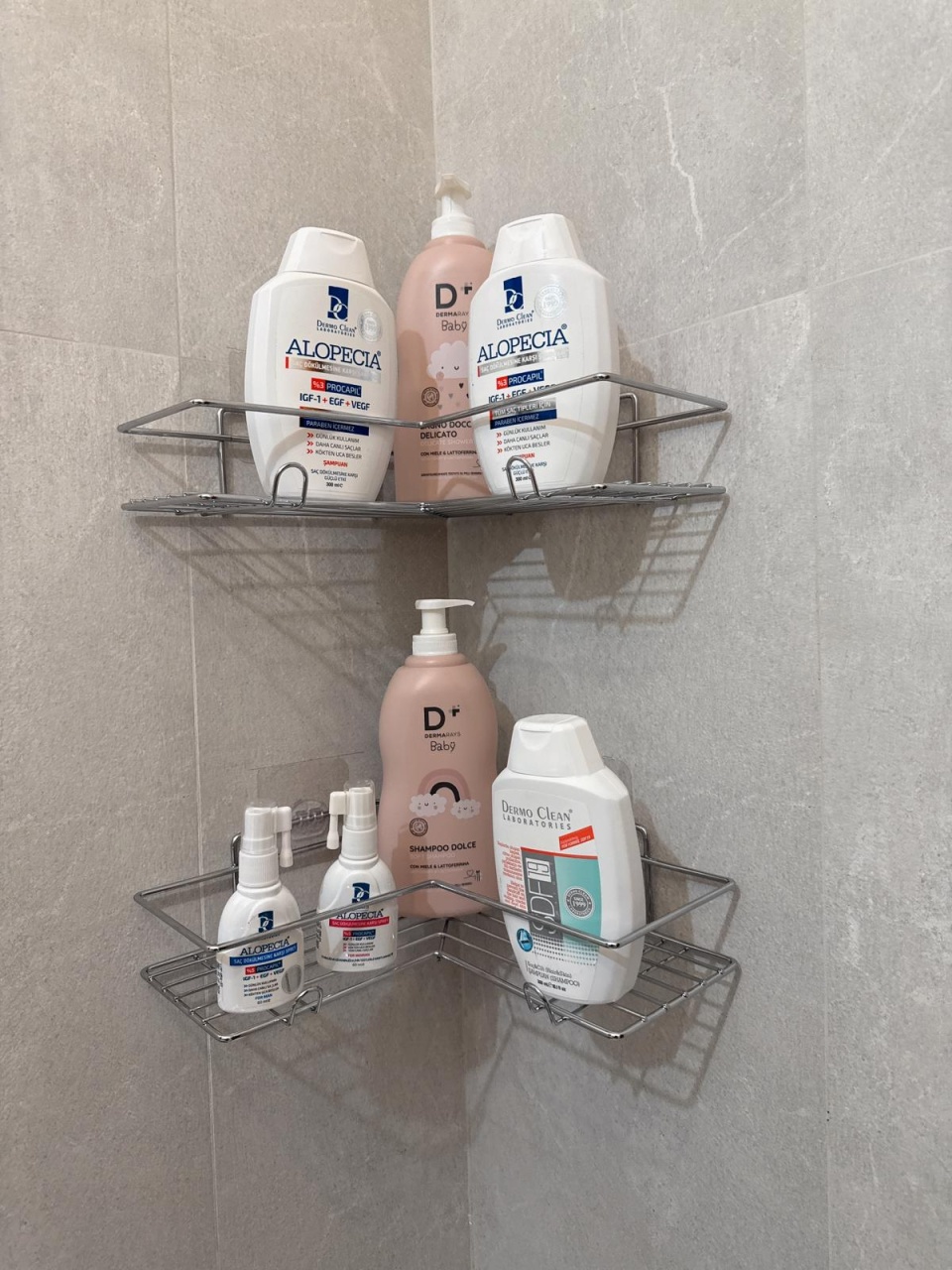 Set 2 etajere baie fără găurire – prindere prin lipire, finisaj cromat - imagine 7