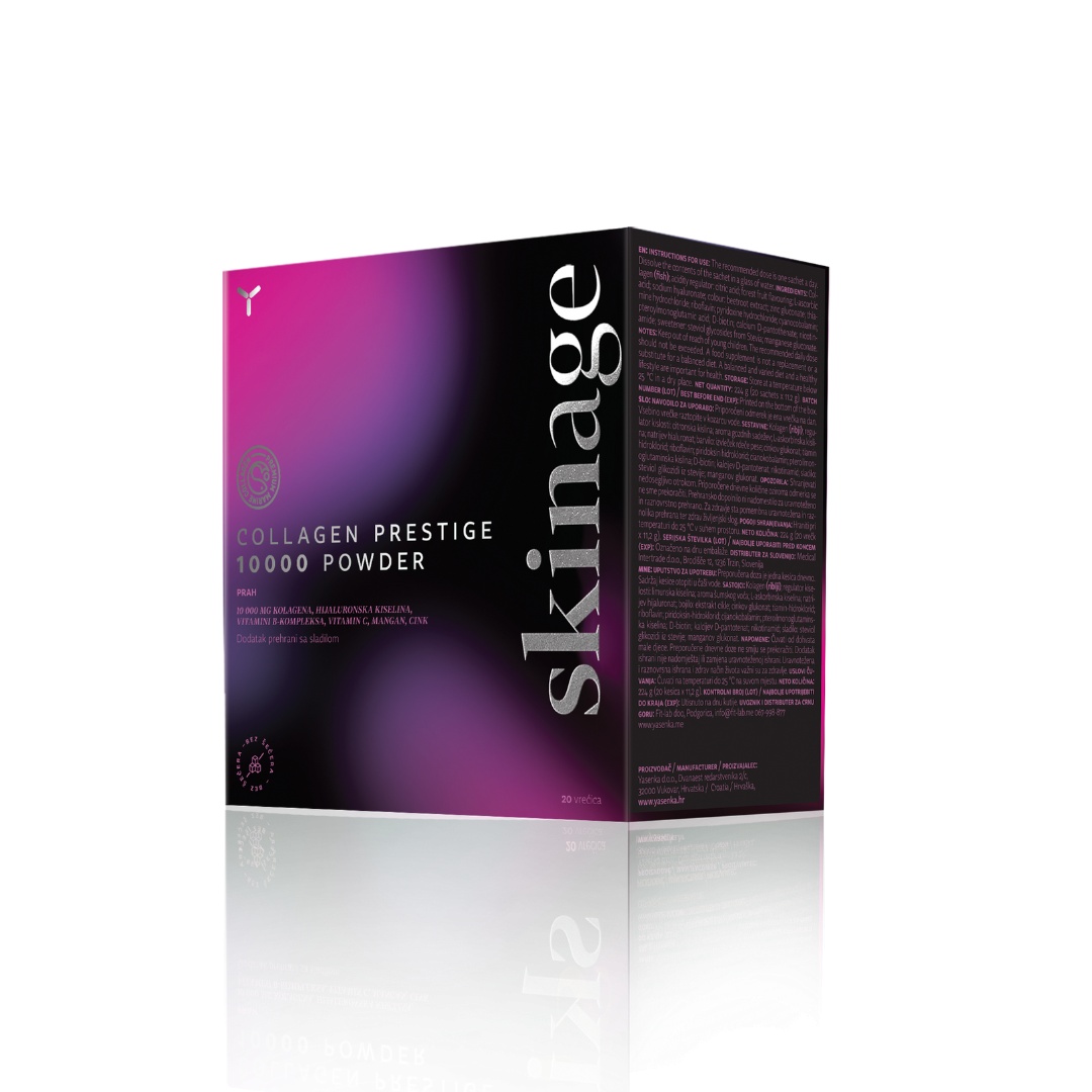Colagen pudră 10000 mg pentru piele cu acid hialuronic și vitamina C – Skinage Collagen Prestige 20 plicuri - Yasenka - imagine 2