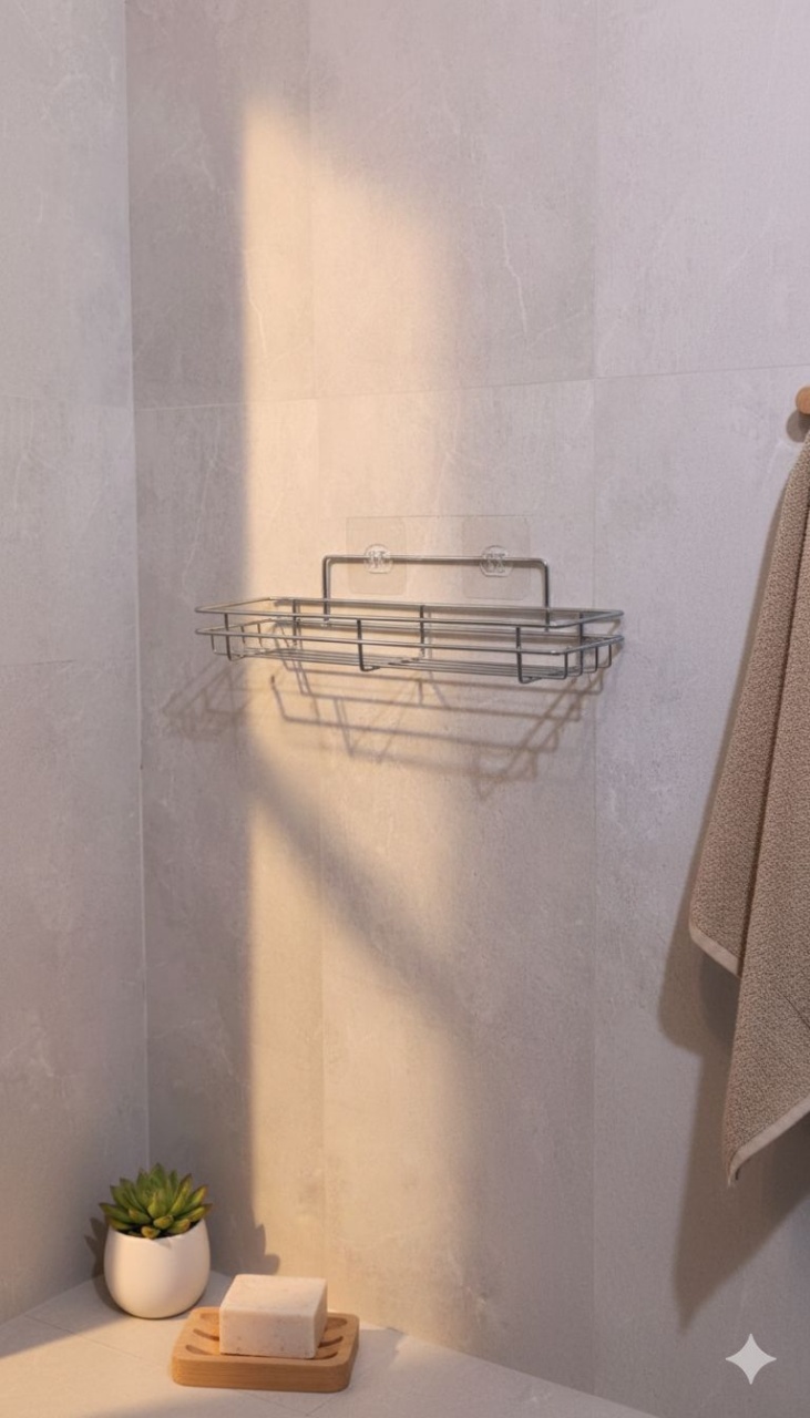 Etajera baie si bucatarie eleganta, organizator, design exclusivist, finisaj cromat, prindere prin lipire – montaj rapid in doar 5 minute - imagine 3