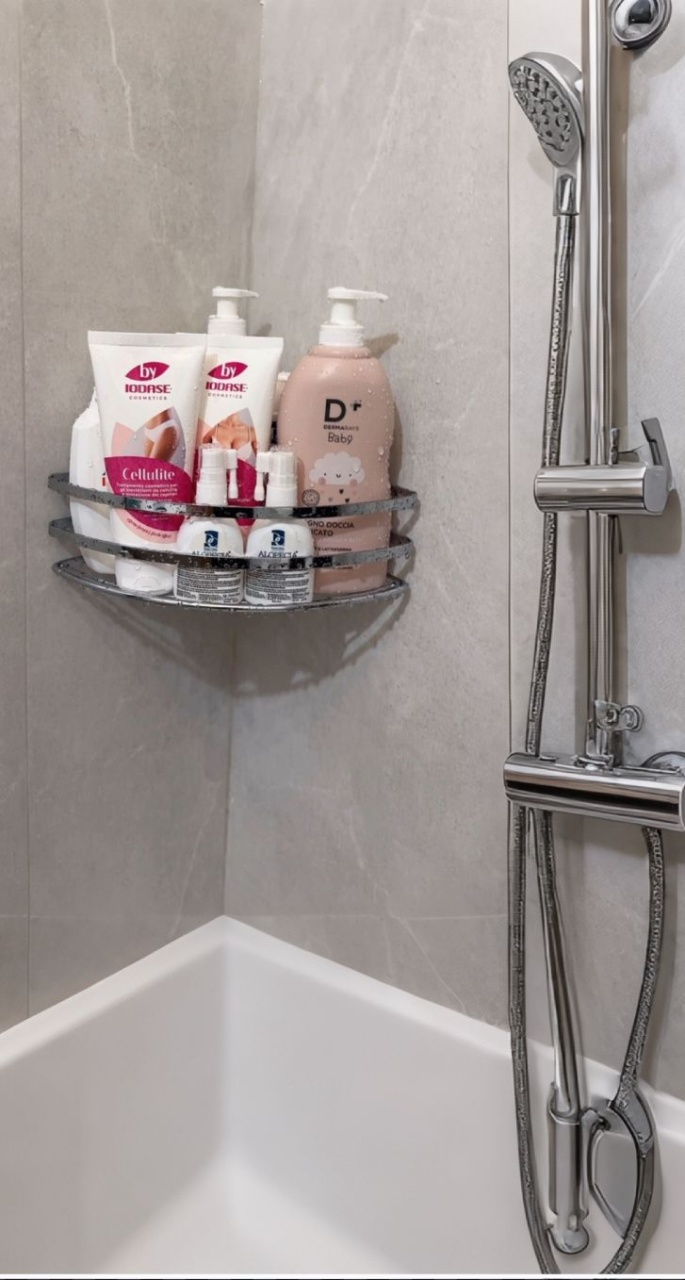 Etajeră colț baie fără găurire – prindere adezivă, finisaj cromat - imagine 4