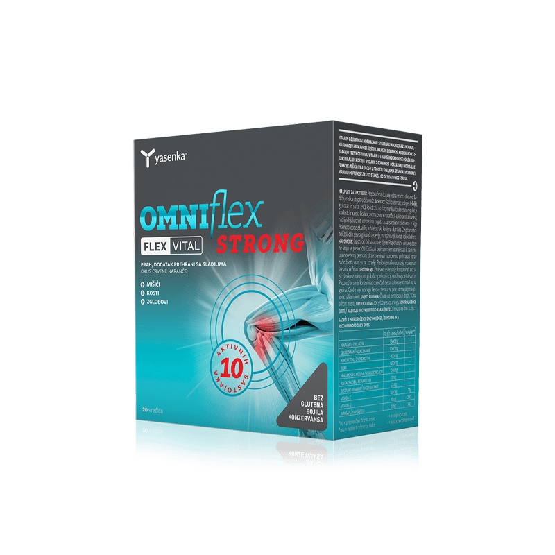 Colagen Marin, plicuri, gust de portocală, conține glucozamină, condroitină și MSM, Omniflex Flexvital Strong, 20 plicuri - imagine 2