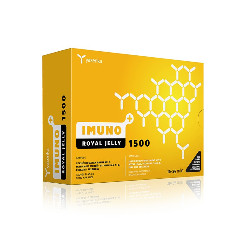 Lăptișor de Matcă 1500 MG cu vitamina C, D si zinc, Imuno Royal Jelly, 16 fiole x25ml