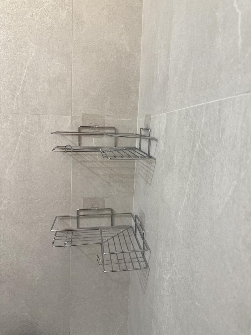 Set 2 etajere baie fără găurire – prindere prin lipire, finisaj cromat - imagine 5