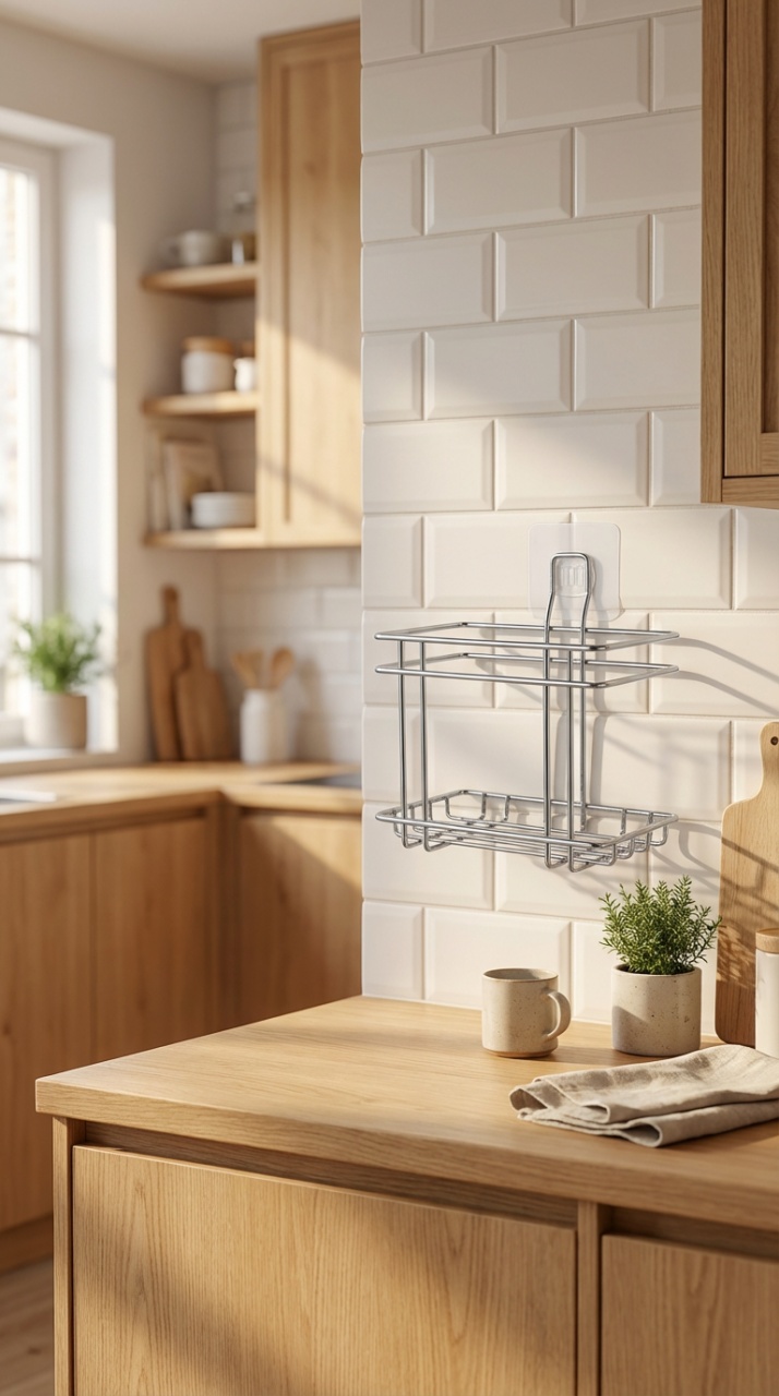 Etajeră baie fără găurire, prindere prin lipire, finisaj cromat - imagine 2