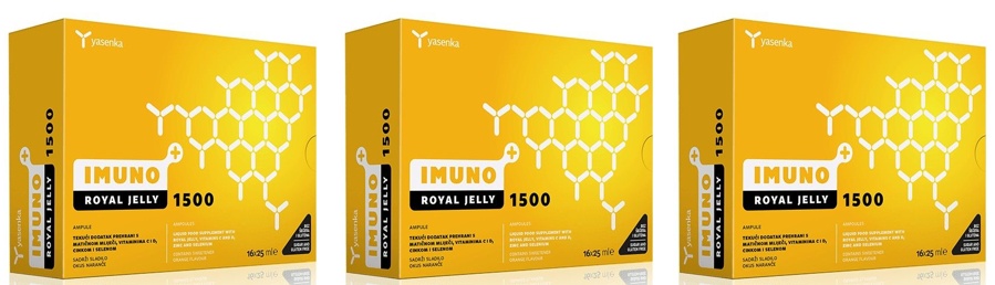 Lăptișor de Matcă 1500 MG cu vitamina C, D si zinc, Imuno Royal Jelly, 16x25ML, 3 bucati