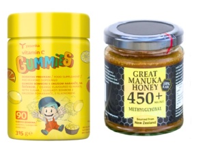 C-vitaminos zselék a gyermekek immunrendszerének erősítésére + MGO 450+ Manuka-méz, 250 g