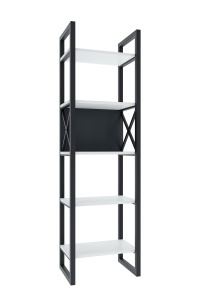 Bibliotecă îngustă, nuanta alb/antracit cu 5 polițe – design modern și elegant - Img 2