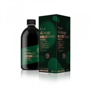 Folyékony, hidrolizált tengeri kollagén 10 000 mg, kellemes fekete cseresznye ízű, hialuronsavval és C-vitaminnal, 500 ml, Skinage