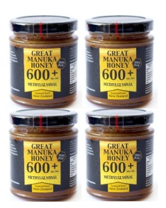 Miere de Manuka MGO 600+, 250g, 4 borcane