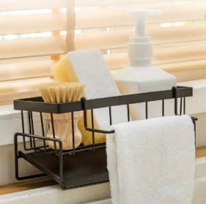 Suport pentru burete, de blat, negru, design rafinat si compact, ideal pentru bucătărie si baie - Img 2