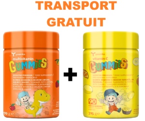 Jeleuri cu vitamina C pentru imunitate copii si adulti, 90 bucati + Jeleuri cu 11 vitamine + iod pentru copii 3 ani+