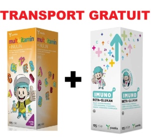 Pachet Sirop imunitate copii cu beta glucan + Sirop multivitamine copii cu inulina