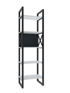 Bibliotecă îngustă, nuanta alb/antracit cu 5 polițe – design modern și elegant - Img 3