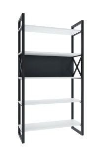 Bibliotecă metalică, culoare alb / antracit cu 4 polițe – design modern - Img 2